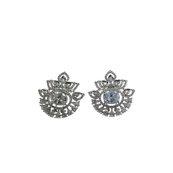 AD Silver White Crytal Crown Earring