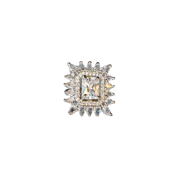 Chichify Mini American Diamond White Stone Square Ring