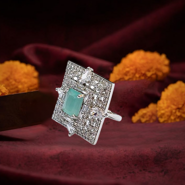 Chichify Largish Mint AD Square Ring