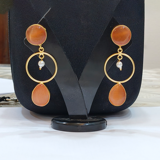 Monalisa Brass Matt Drop Trendy Orange Fashion Earring