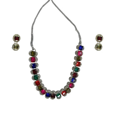 Multi Color Fancy Necklace Square Shape
