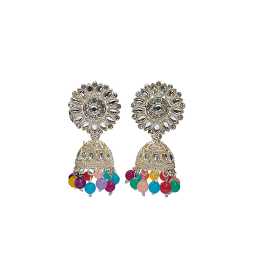 Multi Color Pearl Kundan Jhumka Earring