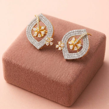Golden Bloom Leaf Stud Earrings