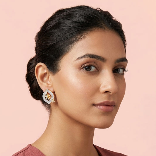 Golden Bloom Leaf Stud Earrings