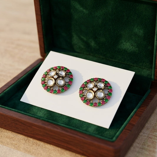 Classic Handcrafted Moissanite Round Stud Earrings for Daily Wear