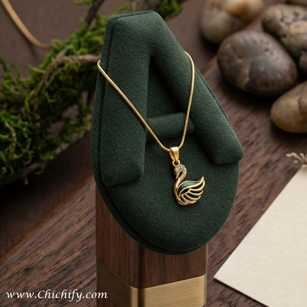 Emerald Swan Anti-Tarnish Pendant Necklace