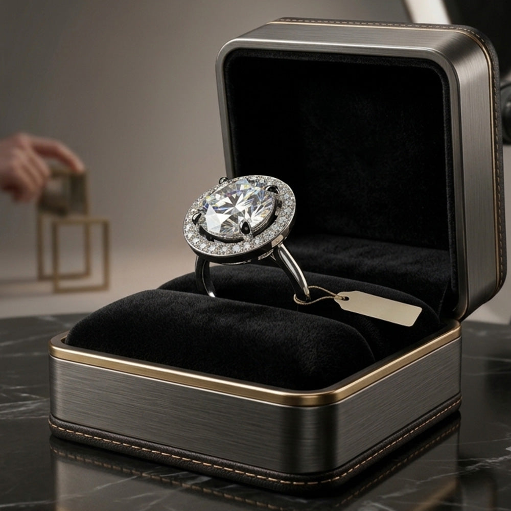 Glam Halo Solitaire Ring – Premium Sparkle Collection