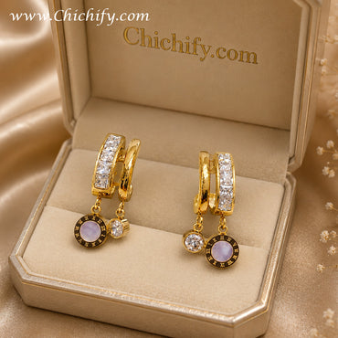 Chichify Roman Luxe Crystal Drop Hoops β Gold-Tone Statement Earrings