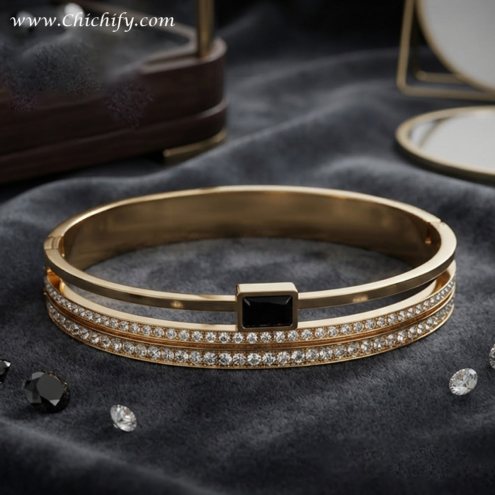 Midnight Elegance Crystal Bangle Bracelet