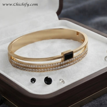 Midnight Elegance Crystal Bangle Bracelet