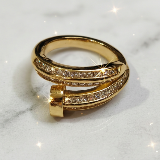 Golden Nail Luxe Wrap Ring – Timeless Elegance Adjustable Ring for Women