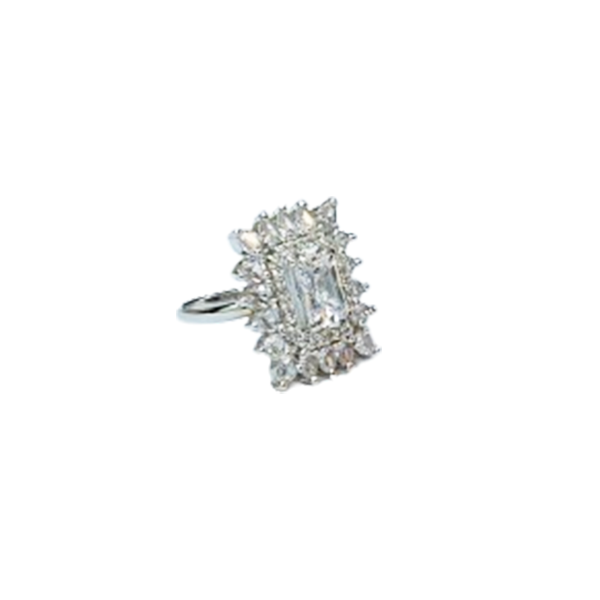 Chichify Mini American Diamond White Stone Square Ring