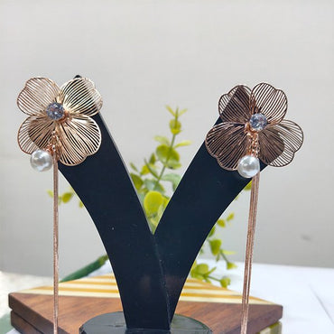 Sparkle Rose Gold Alloy Korean Earrings