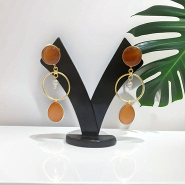 Monalisa Brass Matt Drop Trendy Orange Fashion Earring