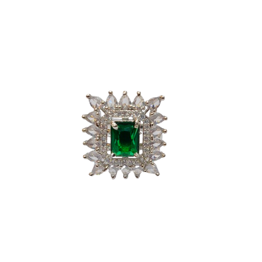 Chichify Median White AD Square Ring