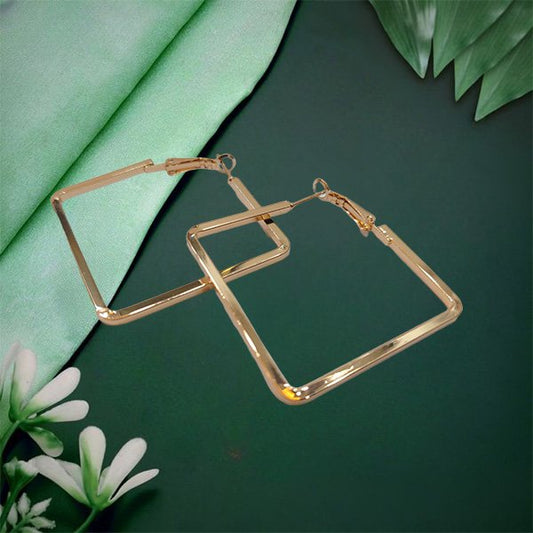Korean Square Shapped Golden Hoops