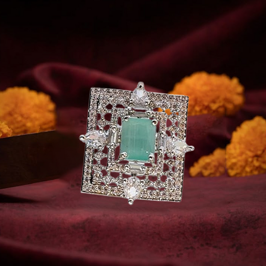 Chichify Largish Mint AD Square Ring