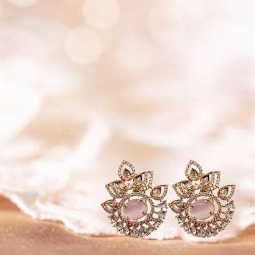 AD Rose Gold Pink Crystal Crown Earring