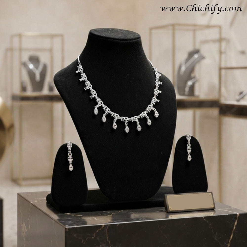 Celeste Diamond Drop Necklace & Earrings Set