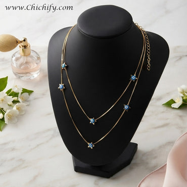 Aurora Evil Eye Double Layered Chain