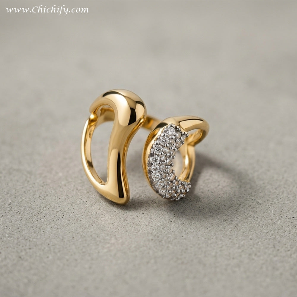 Duet Curves Designer Ring – Elegant Adjustable Statement Ring for Women