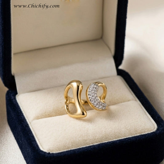 Duet Curves Designer Ring – Elegant Adjustable Statement Ring for Women