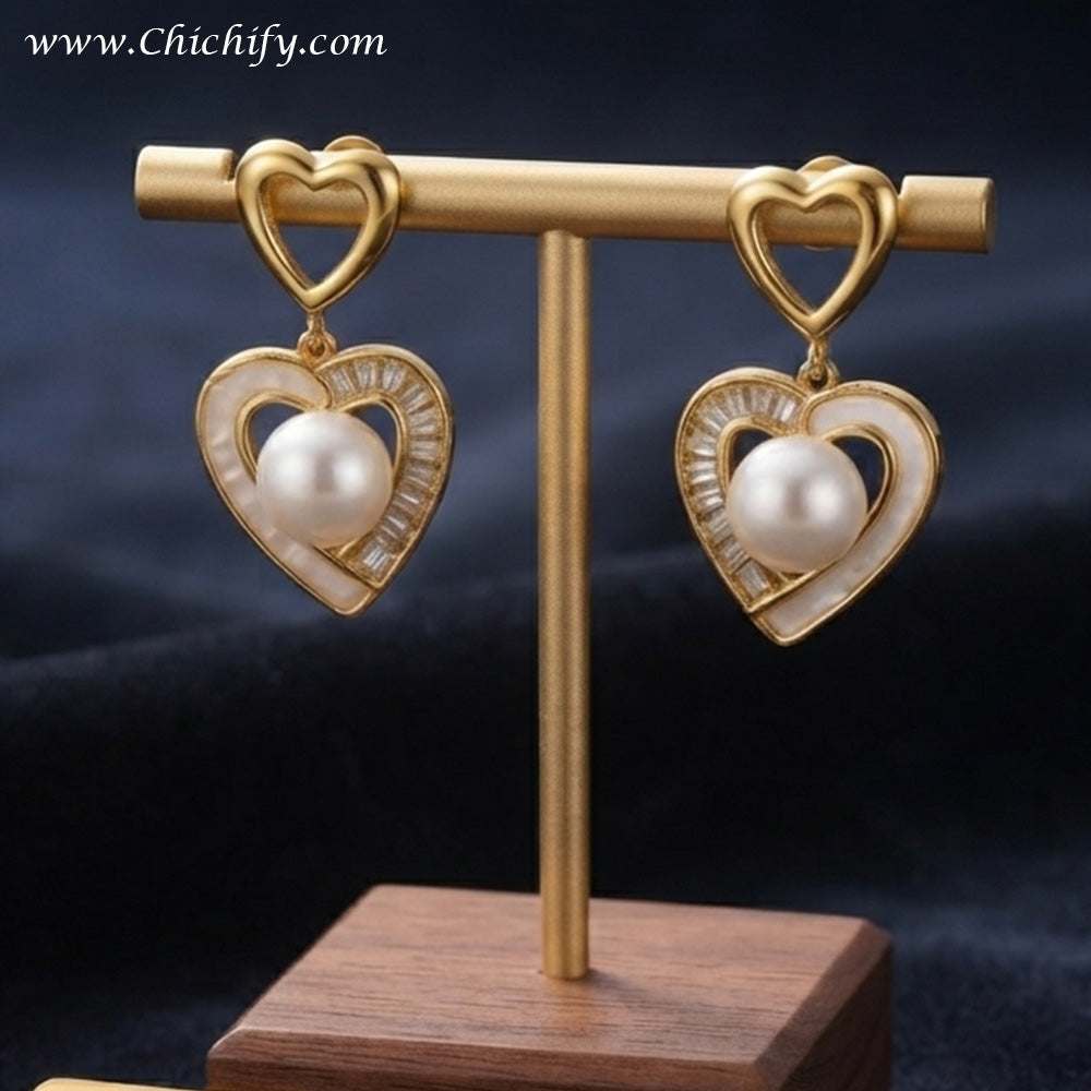 Pearl Heart Radiance Drop Earrings