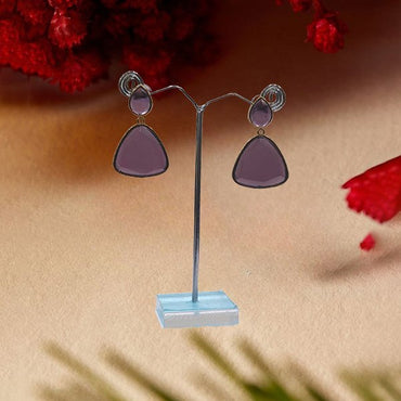 Monalisa Brass Matt Trendy Purple Triangular Fashion Earring