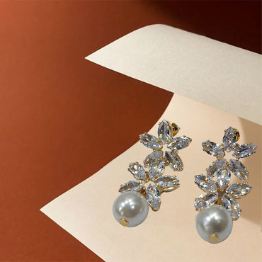 Korean Flower Crystal Earrings