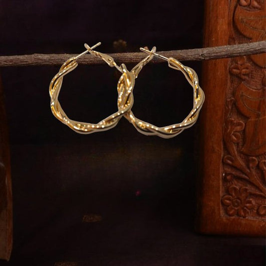 Korean Round Stylish Golden Hoops