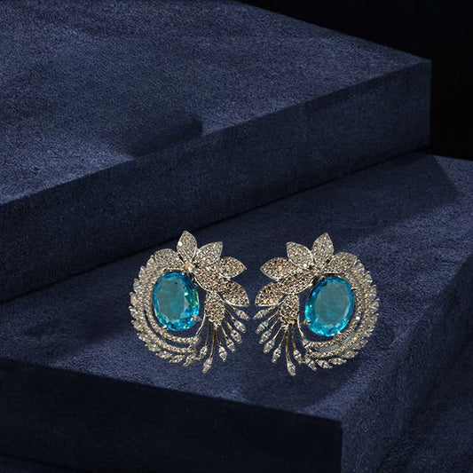 AD Cubic Zirconia Sky Blue Stone Stylish Silver Earring