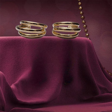 Korean Round Stylish 3 Layer Golden Hoops