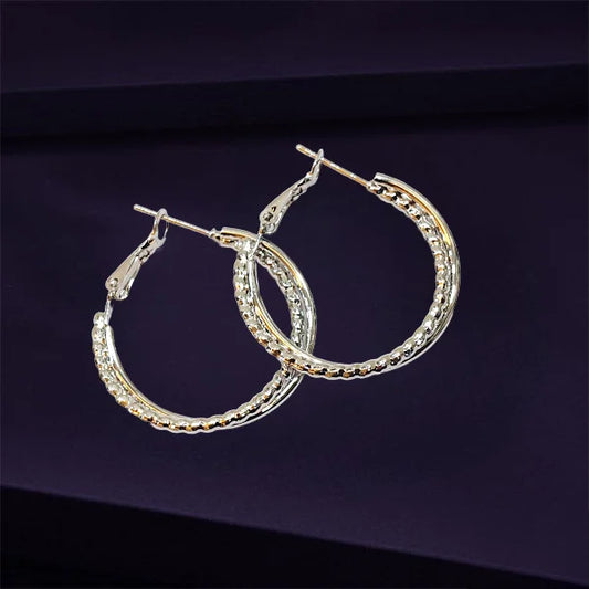 Korean Round Stylish Silver Hoops