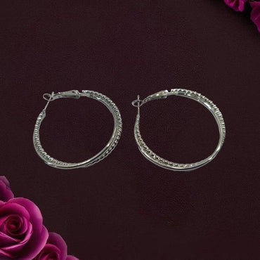 Korean Western Round Silver Hoops