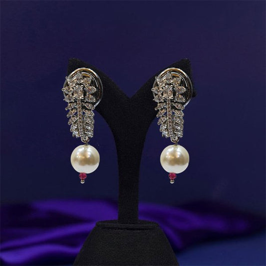 Pearl Drop Floral American Diamond Earring