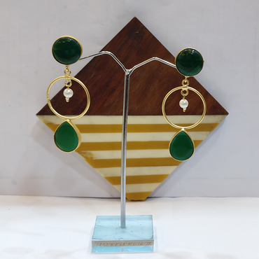 Monalisa Brass Matt Drop Trendy Green Fashion Earring
