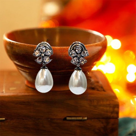 Pearl Drop CZ American Diamond White Flower
