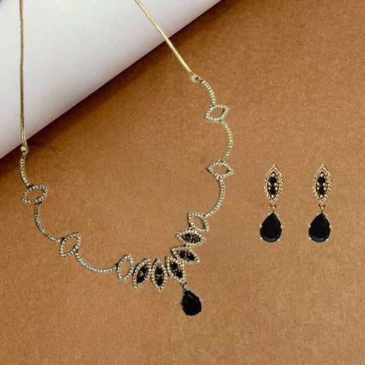 Black Color Sparkling Elegance Drop Ad Necklace