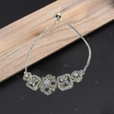 Silver AD White Square Designer Bracelet