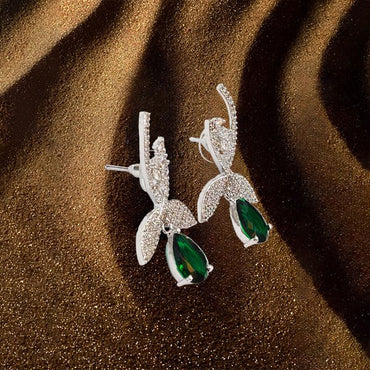 Trendy Green Drop AD Leaf Stylish Earrings
