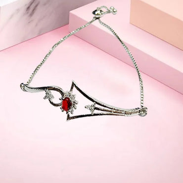 Silver AD Bracelet with Bold Red Stone
