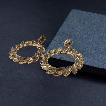 Golden Round Leaf Shapped Earrings