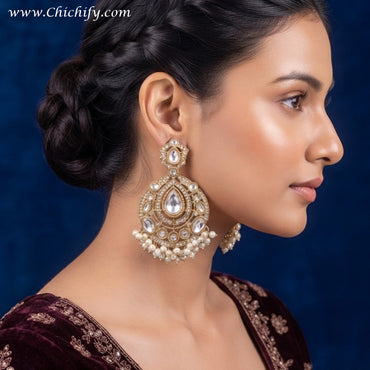Royal Kundan Pearl Drop Earrings