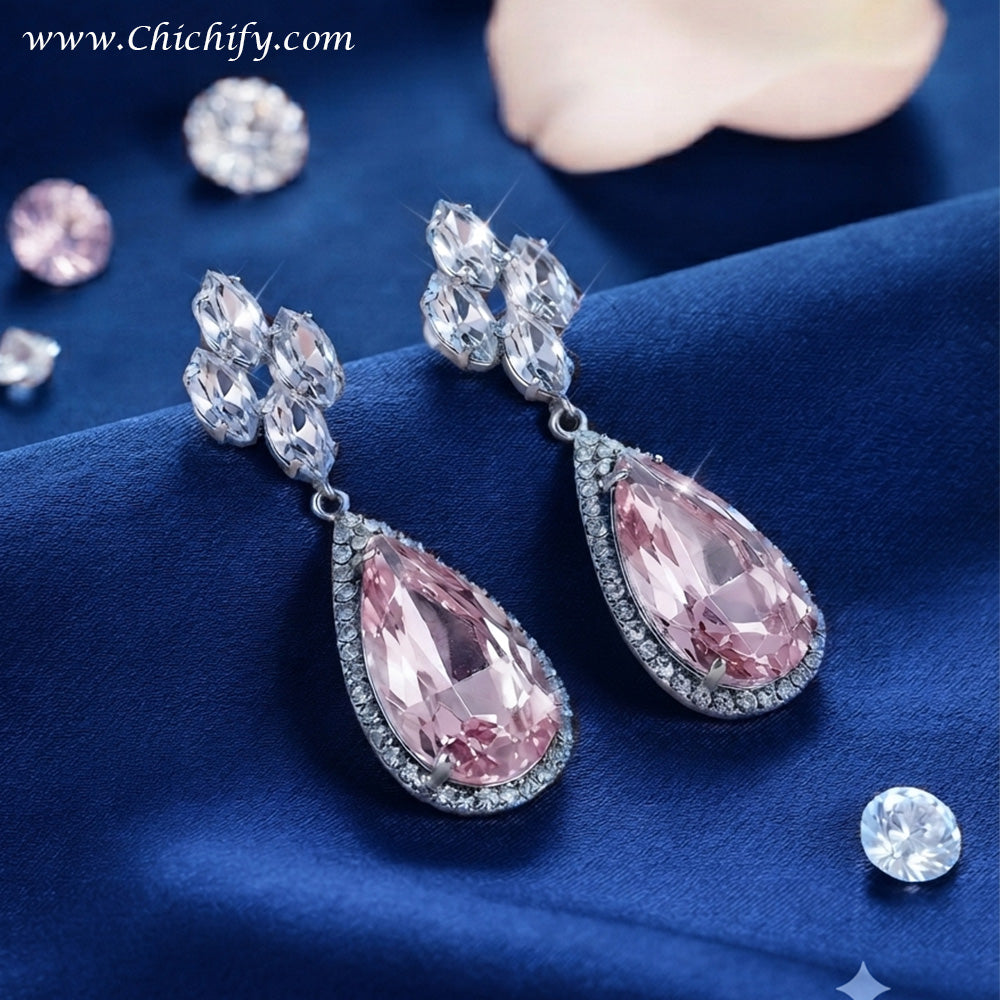 Blush Royale Teardrop Crystal Earrings