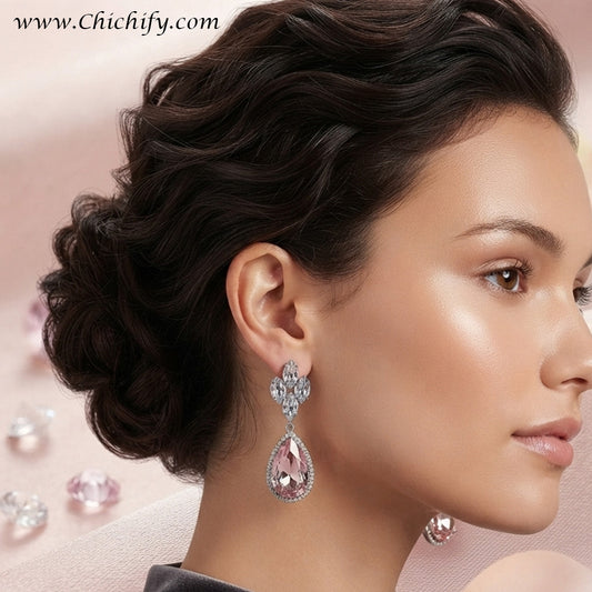 Blush Royale Teardrop Crystal Earrings