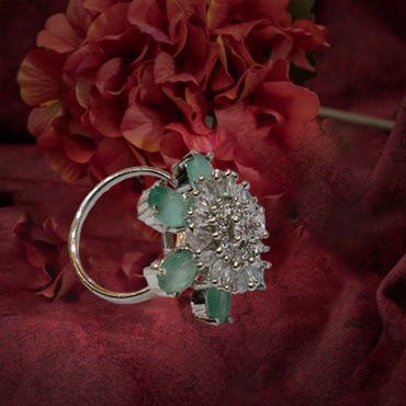 Chichify AD Sorbet Mint Flower Adjustable Ring