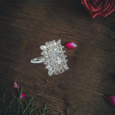 Chichify Mini American Diamond White Stone Square Ring