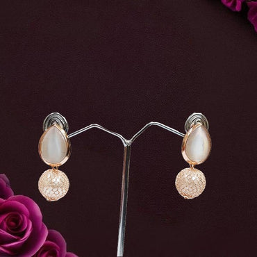 Rose Gold Pearl Mesh Korean Earrings