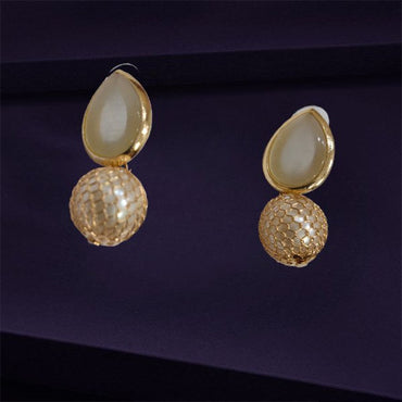 Golden Pearl Mesh Korean Earrings