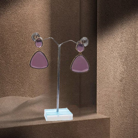 Monalisa Brass Matt Trendy Purple Triangular Fashion Earring